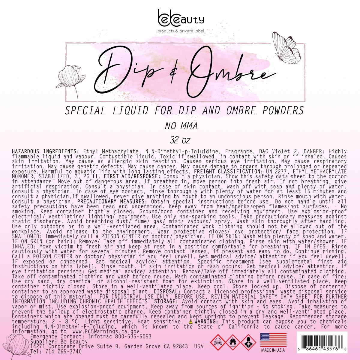 Dip | Ombre | Low Odor | EMA | UV | NO MMA | Acrylic Liquid | Monomer | Private Label | Wholesale
