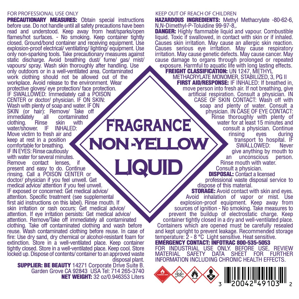 Fragrance | Non-Yellow | | Acrylic Liquid | Monomer | Private Label | Wholesale