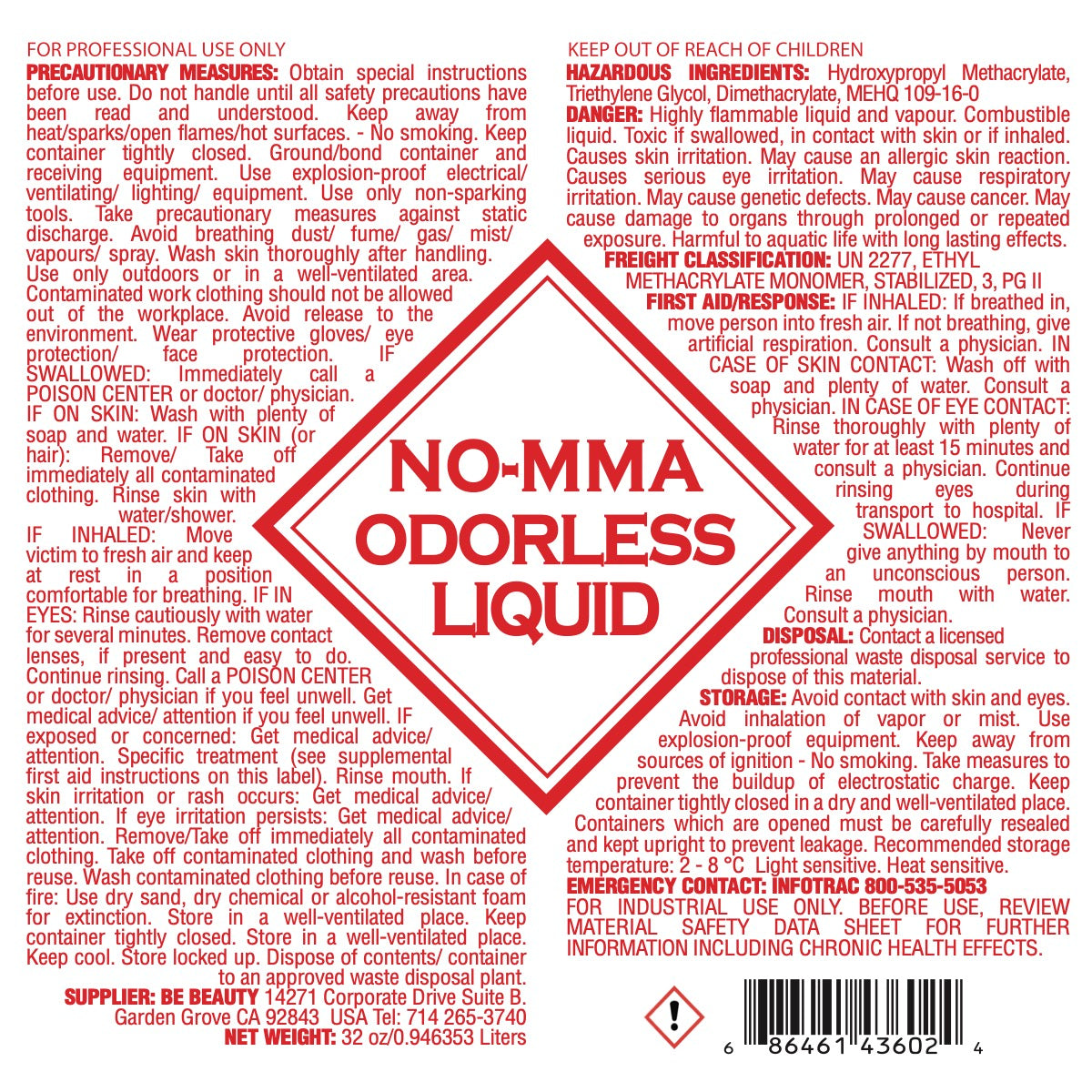 ODORLESS | NO MMA | Acrylic Liquid | Monomer | Private Label | Wholesale