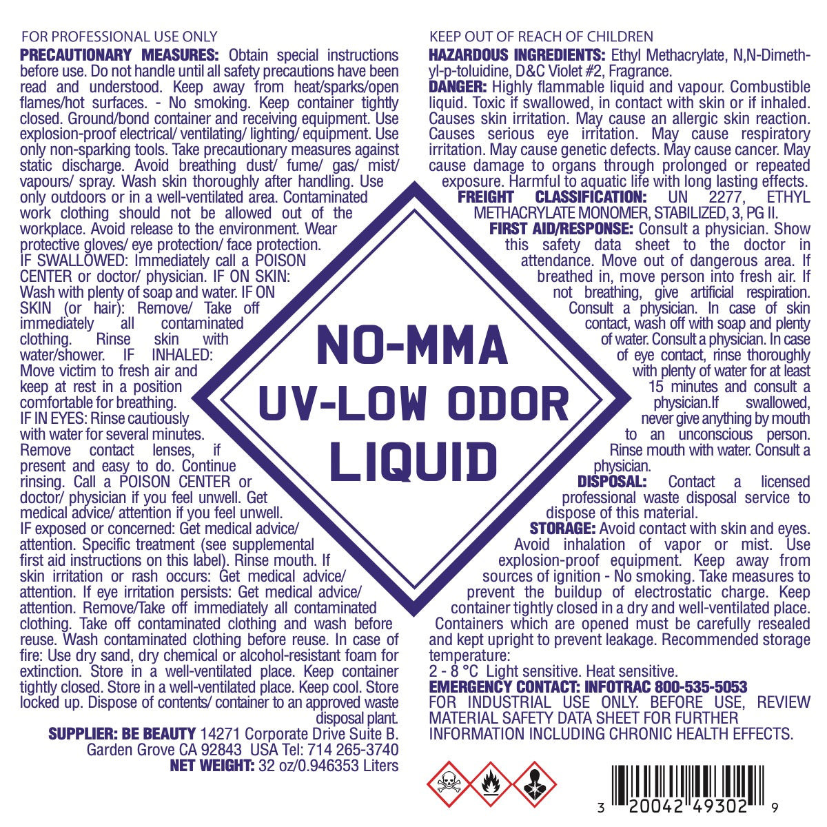 EMA | UV | NO MMA | Acrylic Liquid | Monomer | Private Label | Wholesale