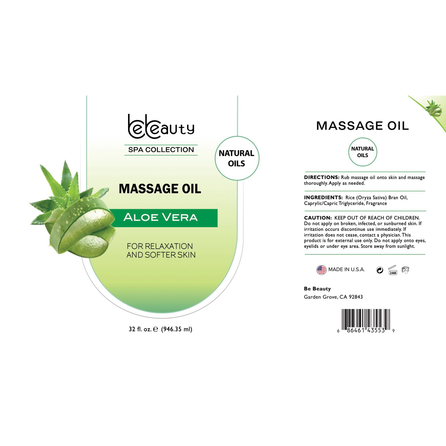 Wholesale | Private Label | High Quality | Spa | Relaxing | Moisturizing | Massage Oil | Aloe Vera
