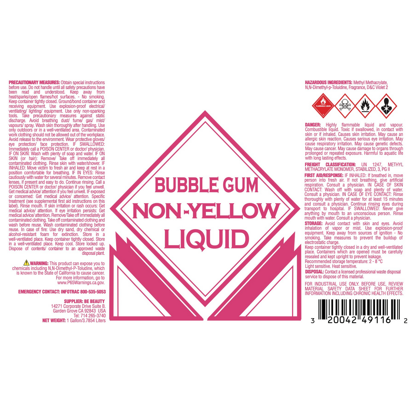 Bubblegum | Non-Yellow | | Acrylic Liquid | Monomer | Private Label | Wholesale