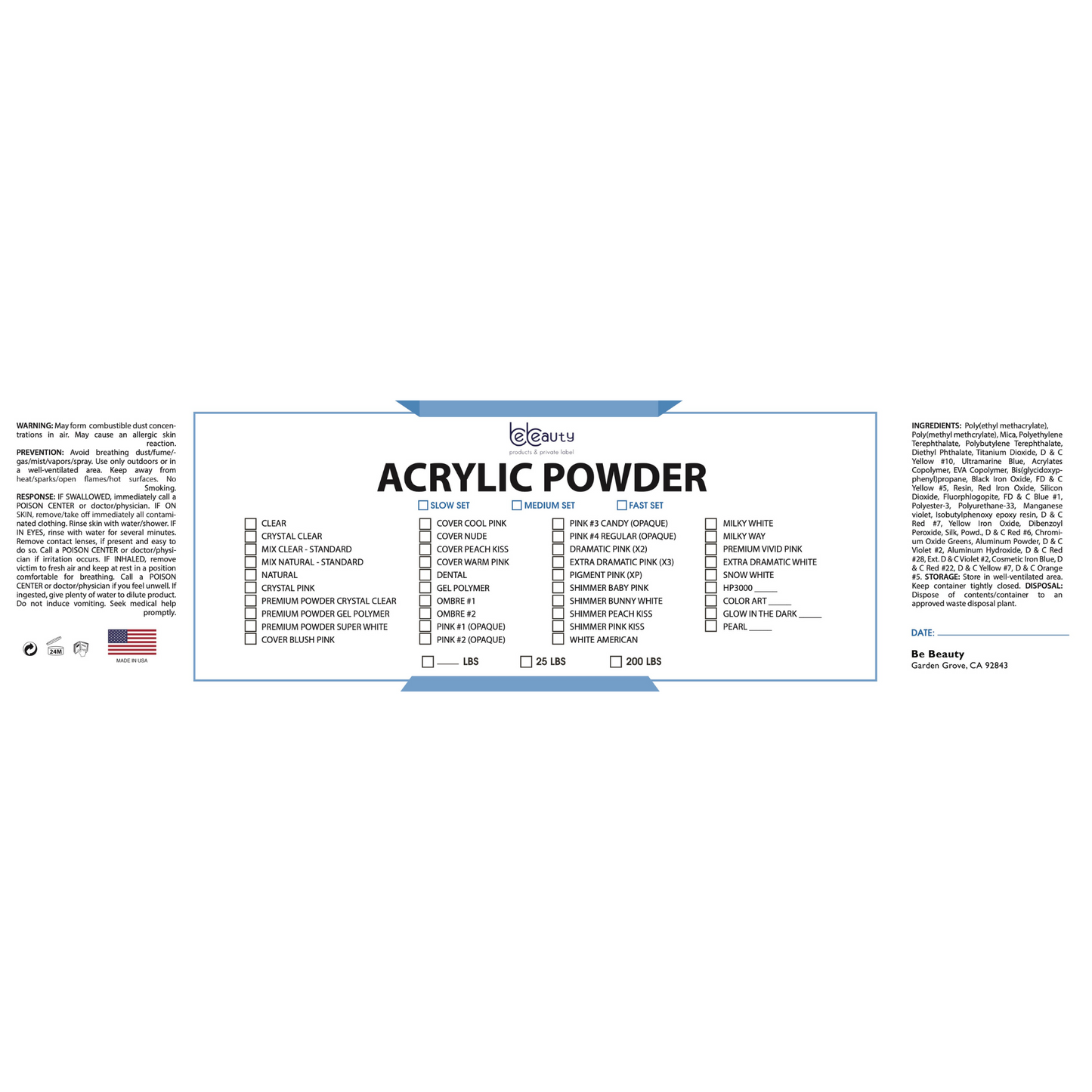 Premium Crystal Clear | Acrylic Powder | Polymer | Wholesale | Private label