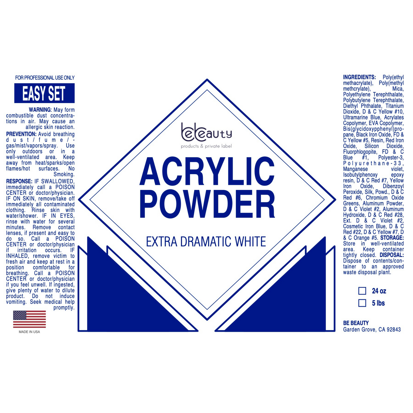 Extra Dramatic White |  Acrylic Powder | Polymer | Wholesale | Private label