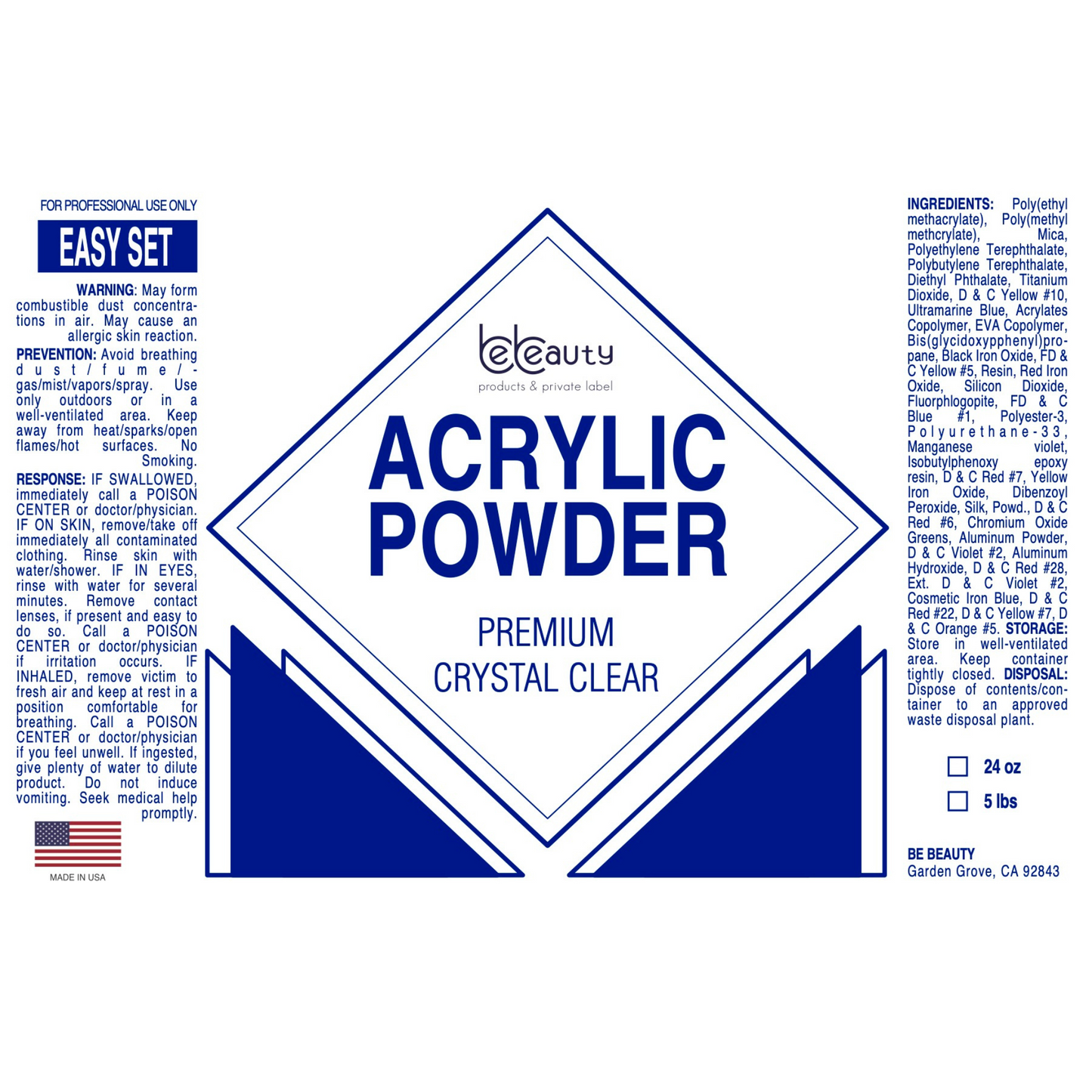 Premium Crystal Clear | Acrylic Powder | Polymer | Wholesale | Private label