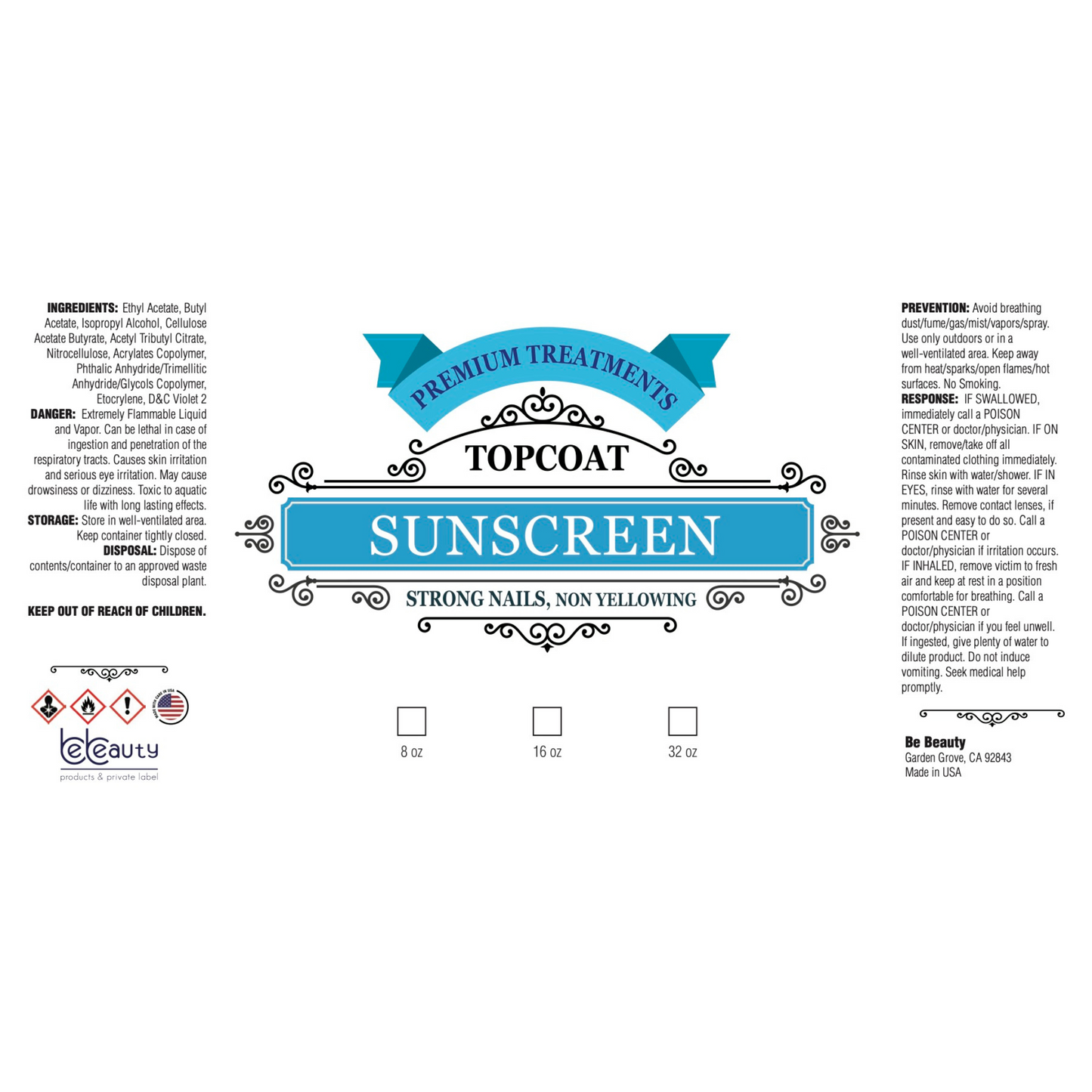 Sunscreen | UV | Topcoat | Wholesale | Private Label